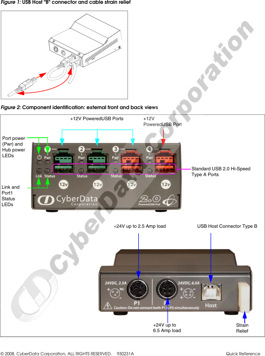 Page 2 of 4 - Cyberdata Cyberdata-4-Port-Poweredusb-2-0-Hub-011006-Users-Manual- 011006_9300231A_4Port_12_VOLT_Quick_Ref_GENERIC  Cyberdata-4-port-poweredusb-2-0-hub-011006-users-manual