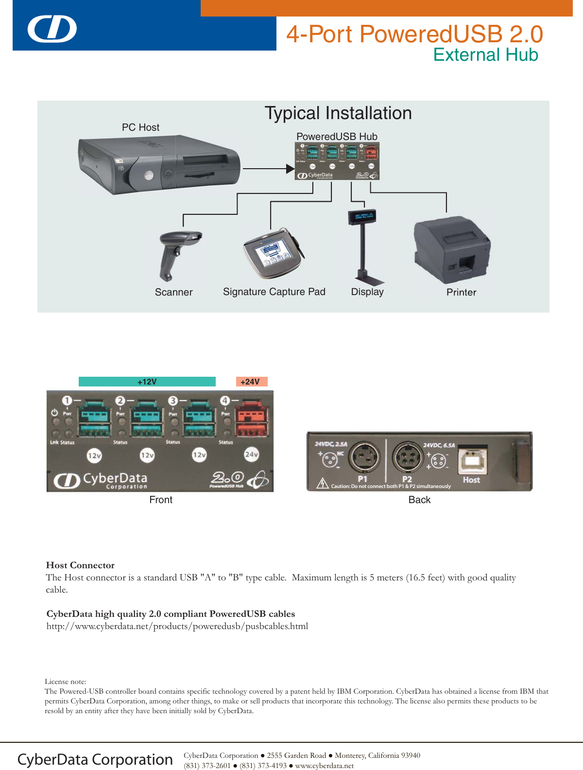 Page 2 of 2 - Cyberdata Cyberdata-External-Hub-Users-Manual- 010807A_930176A_4-Port_PoweredUSB_2-0_External_Hub  Cyberdata-external-hub-users-manual