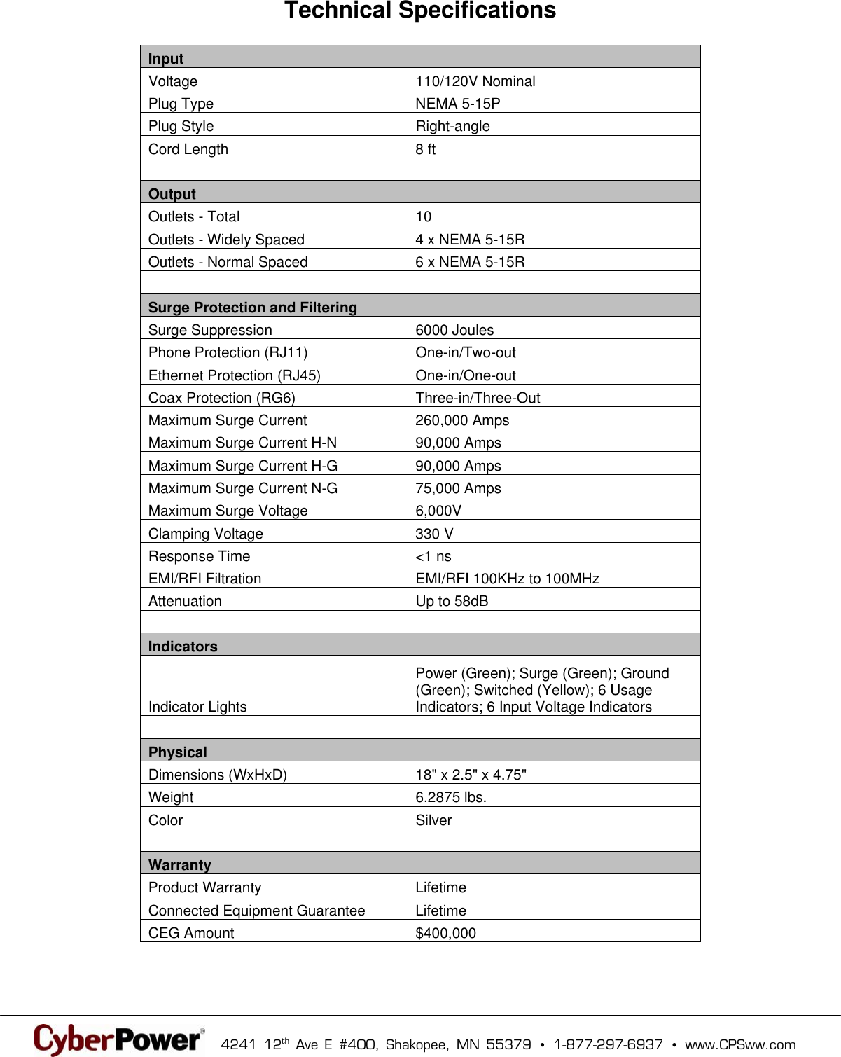 Cyberpower 649532010301 Users Manual 1030HT