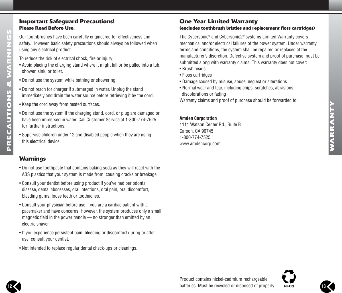 Page 8 of 8 - Cybersonic Cybersonic-Power-Toothbrush-Users-Manual- 05-AMD-003 C1-C2 Manual  Cybersonic-power-toothbrush-users-manual