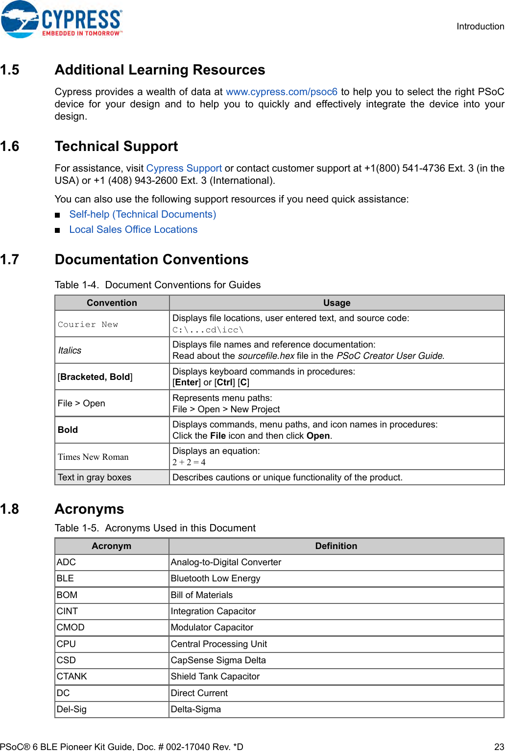 Page 23 of Cypress Semiconductor CY8CKIT-062 CY8CKIT-062-BLE PSoC 6 BLE Pioneer Kit User Manual Manual OEM Installation