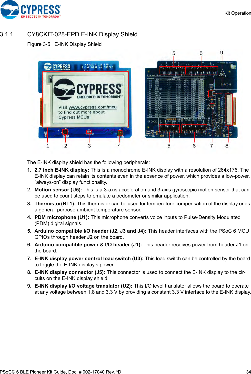 Page 34 of Cypress Semiconductor CY8CKIT-062 CY8CKIT-062-BLE PSoC 6 BLE Pioneer Kit User Manual Manual OEM Installation