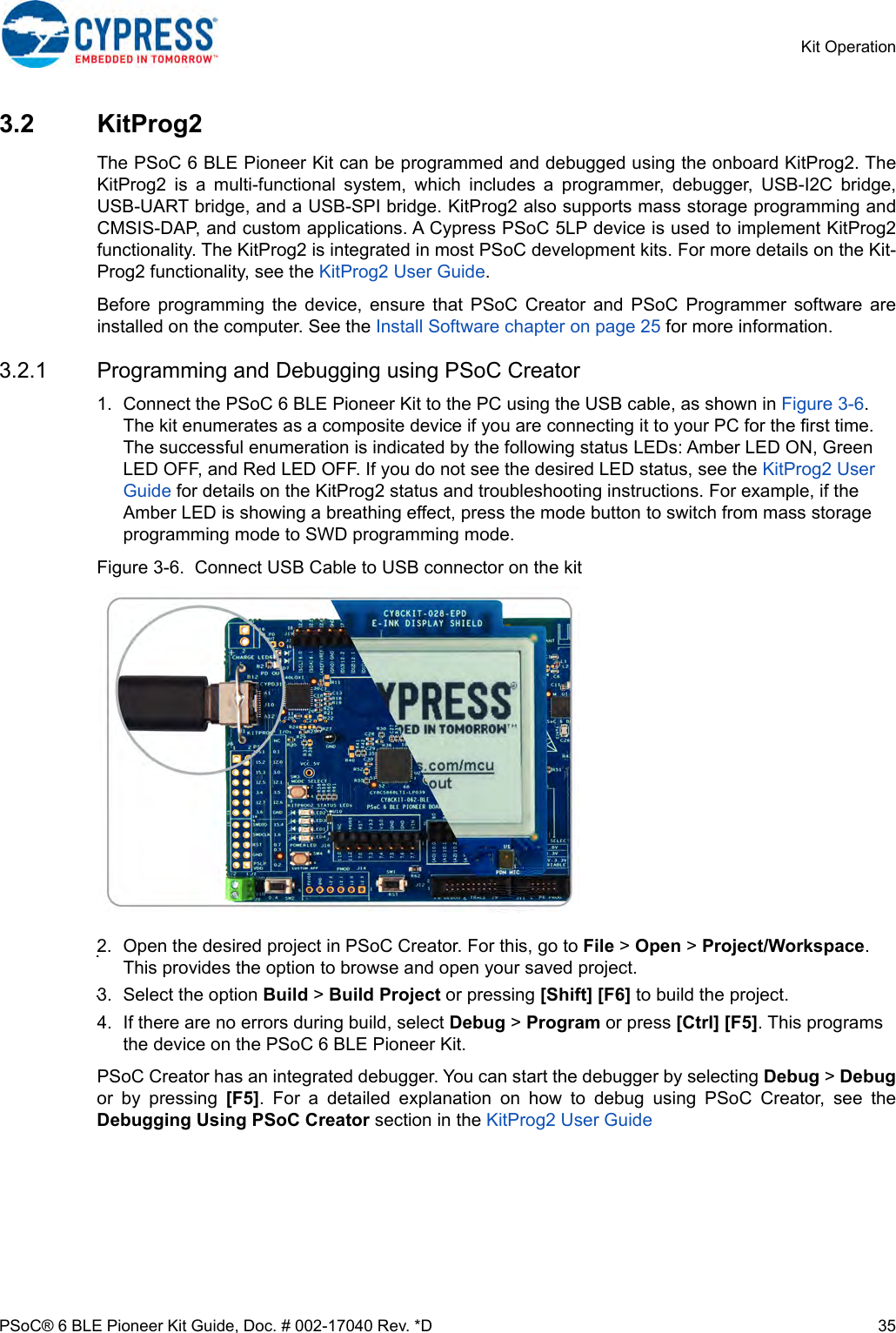 Page 35 of Cypress Semiconductor CY8CKIT-062 CY8CKIT-062-BLE PSoC 6 BLE Pioneer Kit User Manual Manual OEM Installation