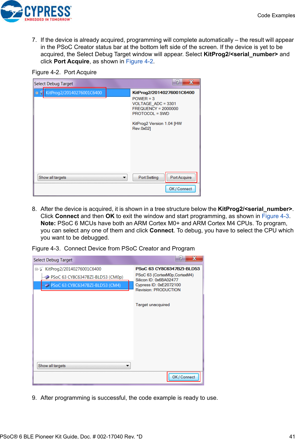 Page 41 of Cypress Semiconductor CY8CKIT-062 CY8CKIT-062-BLE PSoC 6 BLE Pioneer Kit User Manual Manual OEM Installation