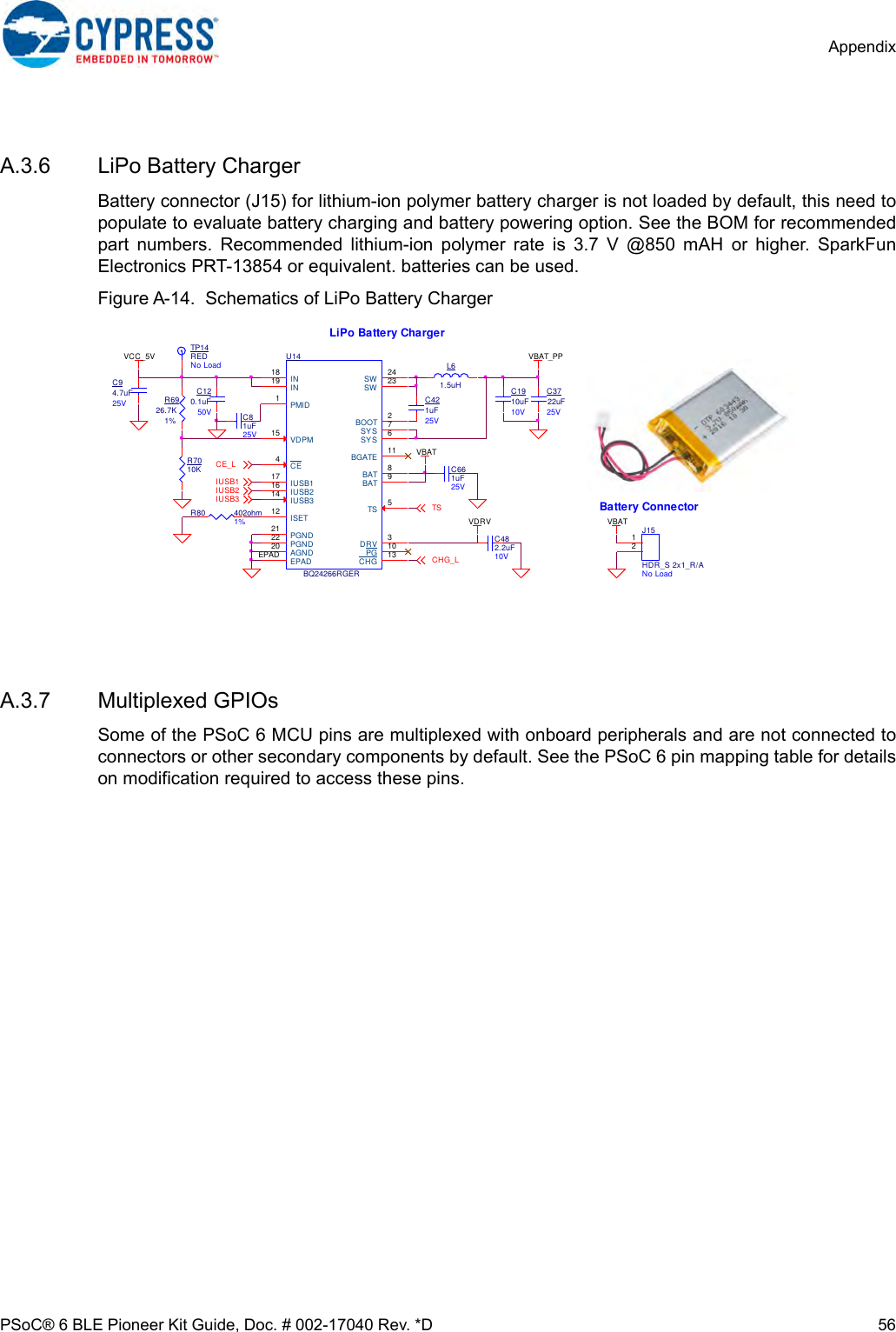 Page 56 of Cypress Semiconductor CY8CKIT-062 CY8CKIT-062-BLE PSoC 6 BLE Pioneer Kit User Manual Manual OEM Installation