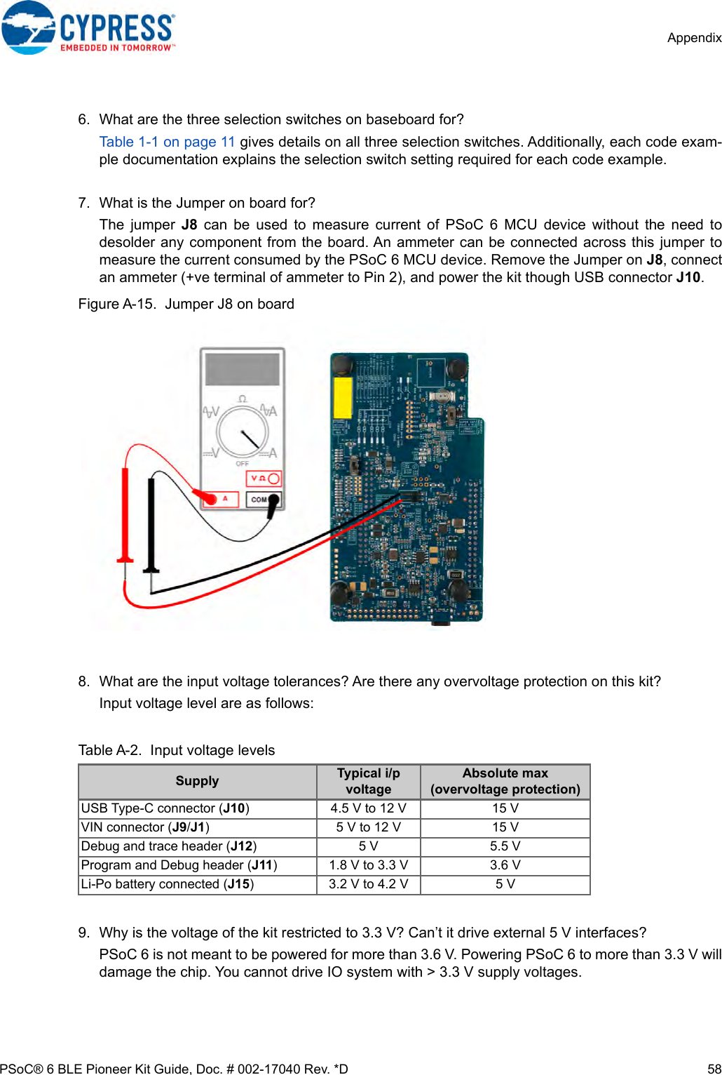 Page 58 of Cypress Semiconductor CY8CKIT-062 CY8CKIT-062-BLE PSoC 6 BLE Pioneer Kit User Manual Manual OEM Installation