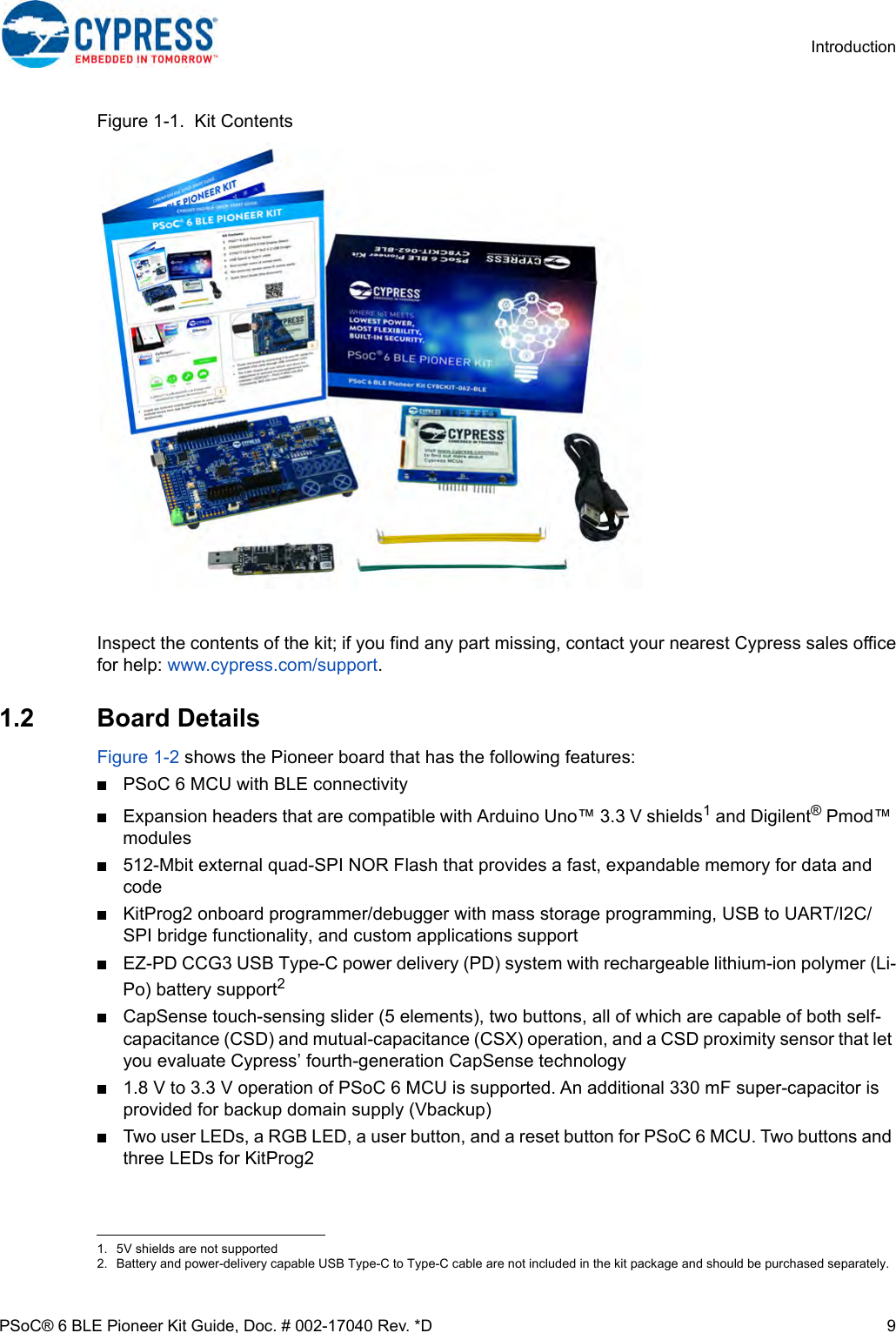 Page 9 of Cypress Semiconductor CY8CKIT-062 CY8CKIT-062-BLE PSoC 6 BLE Pioneer Kit User Manual Manual OEM Installation