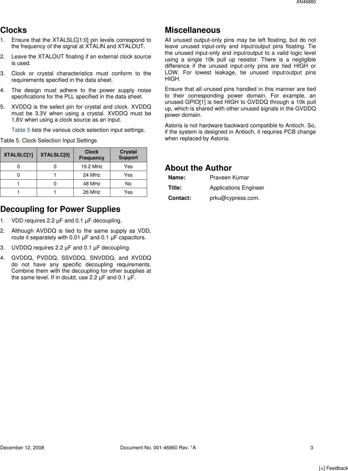 Page 3 of 4 - Cypress Cypress-West-Bridge-Astoria-An46860-Users-Manual- Schematic Review Checklist For West Bridge(R) Astoria™  Cypress-west-bridge-astoria-an46860-users-manual