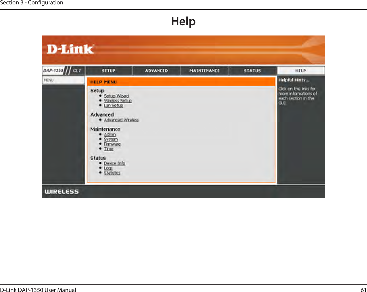 61D-Link DAP-1350 User ManualSection 3 - CongurationHelp