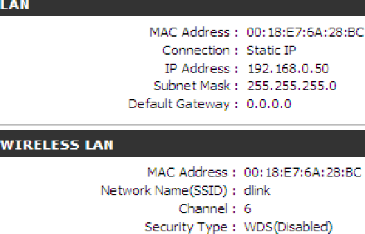 71D-Link DAP-1360 User ManualSection 3 - CongurationThis screen displays the current rmware version and the current LAN, and Wireless LAN settings on your access point.StatusDevice Info