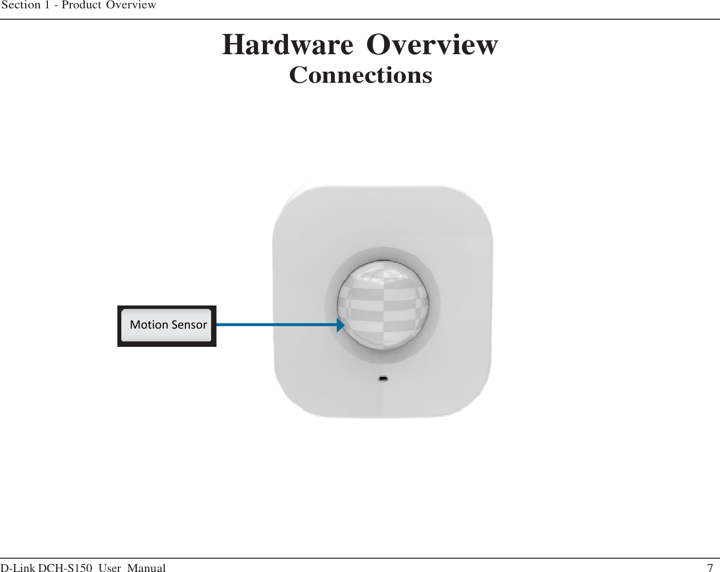 D-Link DCH-S150  User Manual Section 1 - Product Overview     Hardware                         Motion Sensor                        Hardware Overview Connections 7 