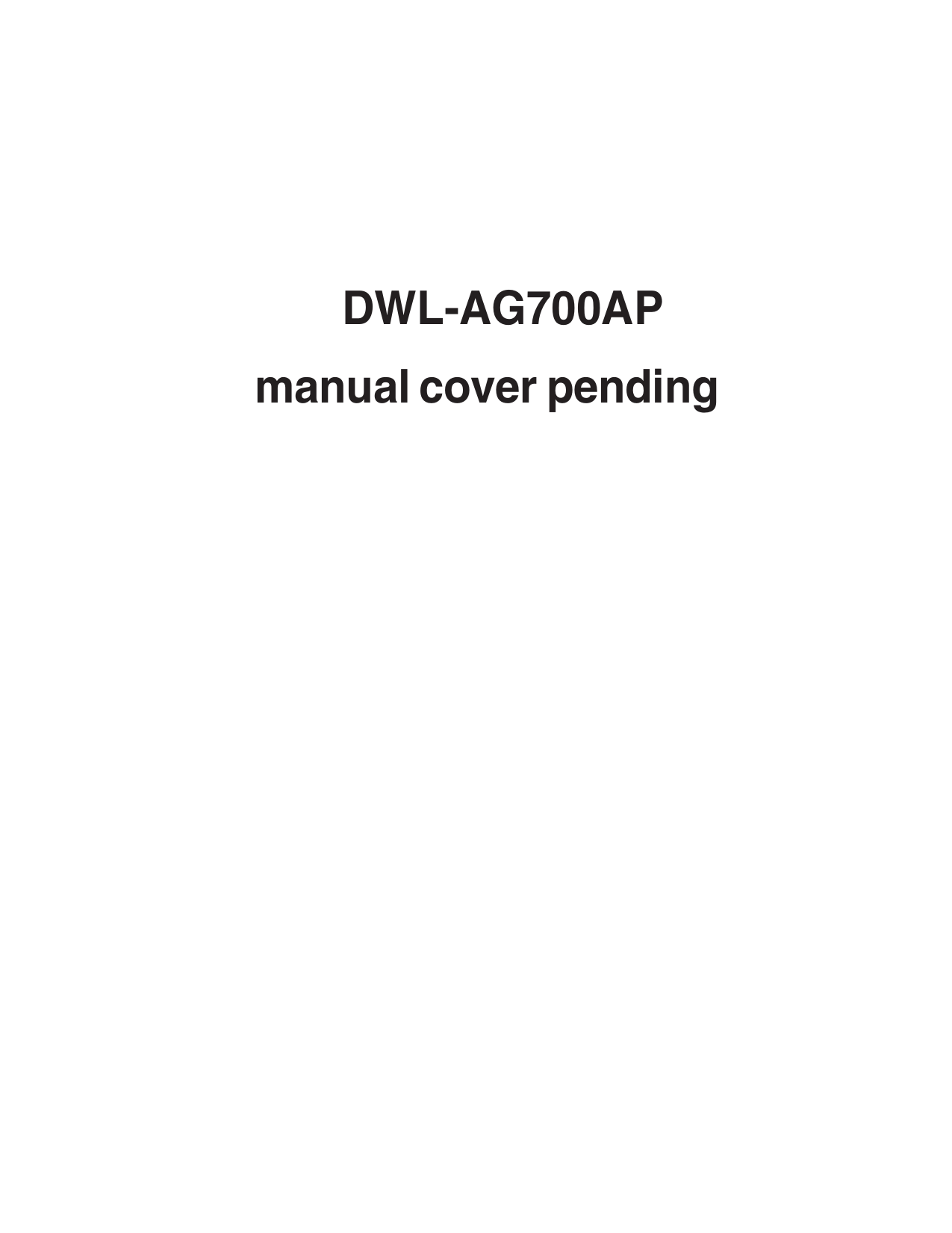        DWL-AG700APmanual cover pending