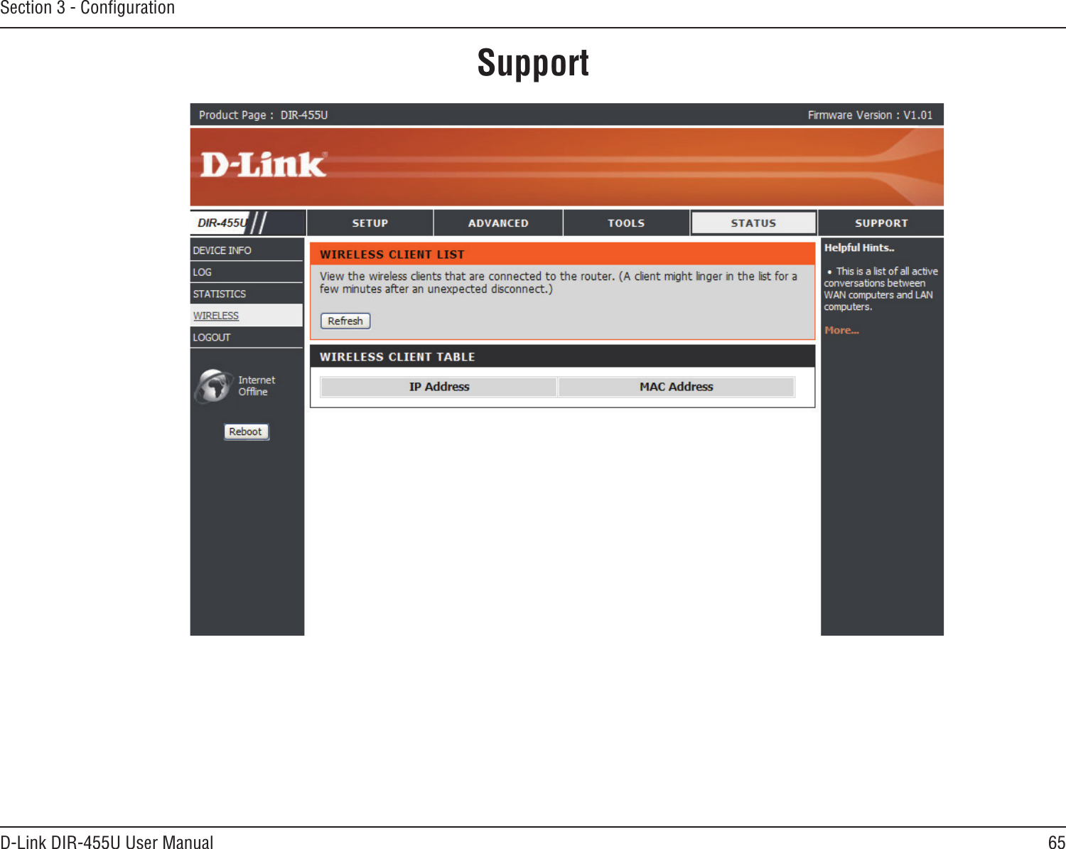 65D-Link DIR-455U User ManualSection 3 - ConﬁgurationSupport