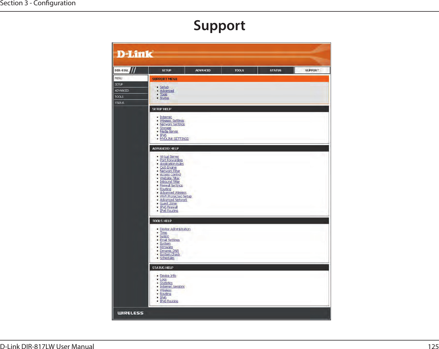 125D-Link DIR-817LW User ManualSection 3 - CongurationSupport