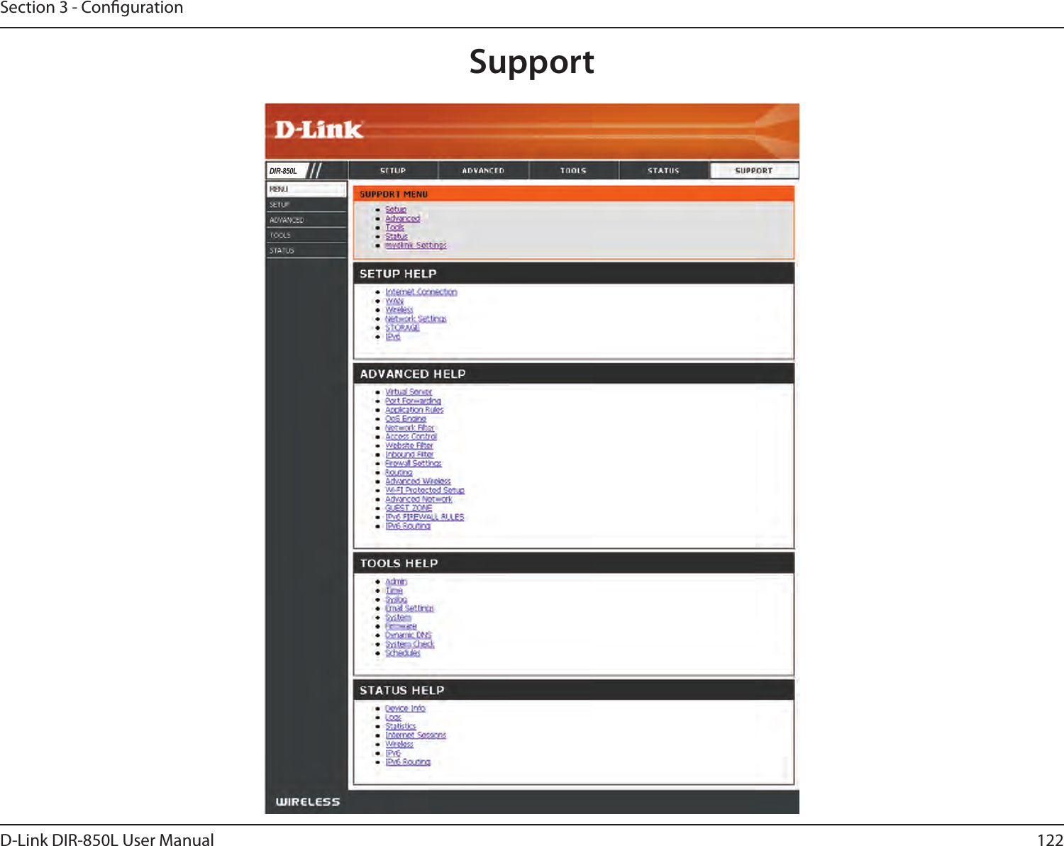 122D-Link DIR-850L User ManualSection 3 - CongurationSupportDIR-850L