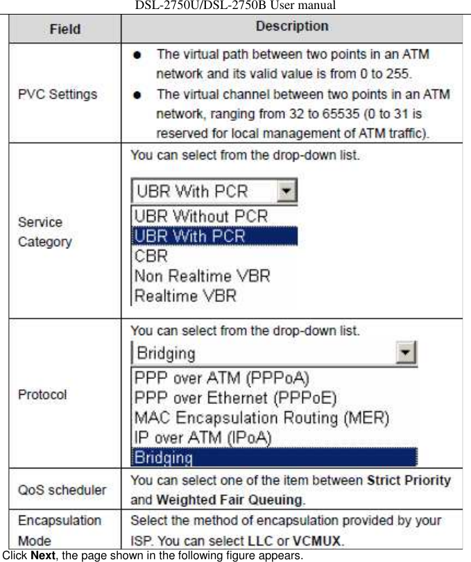 DSL-2750U/DSL-2750B User manual  Click Next, the page shown in the following figure appears. 