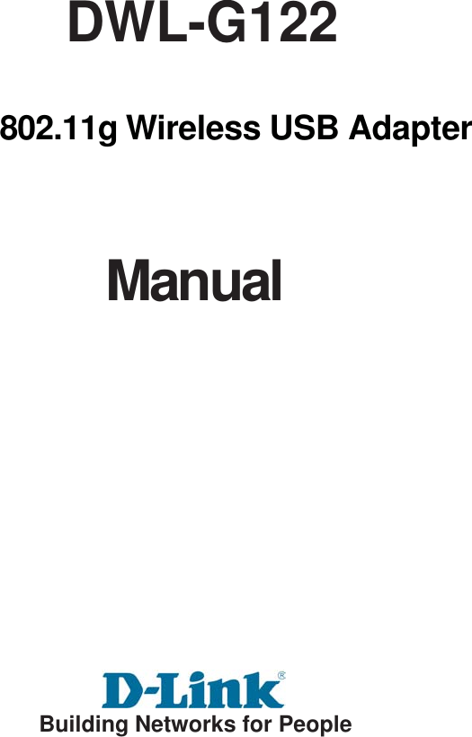 ManualBuilding Networks for People 802.11g Wireless USB Adapter     DWL-G122
