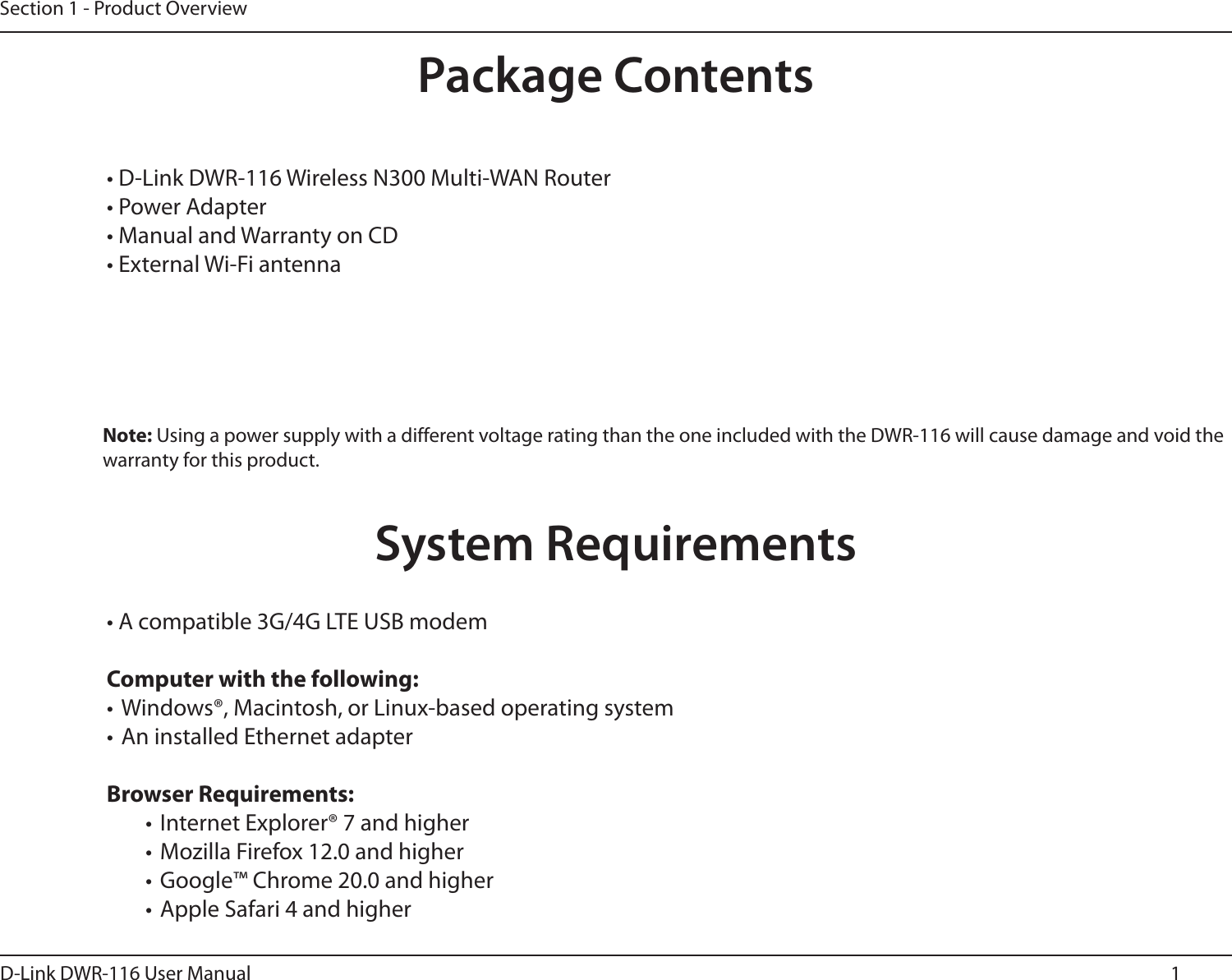 Page 5 of D Link WR116A1 Wireless N300 Multi-WAN Router User Manual 1