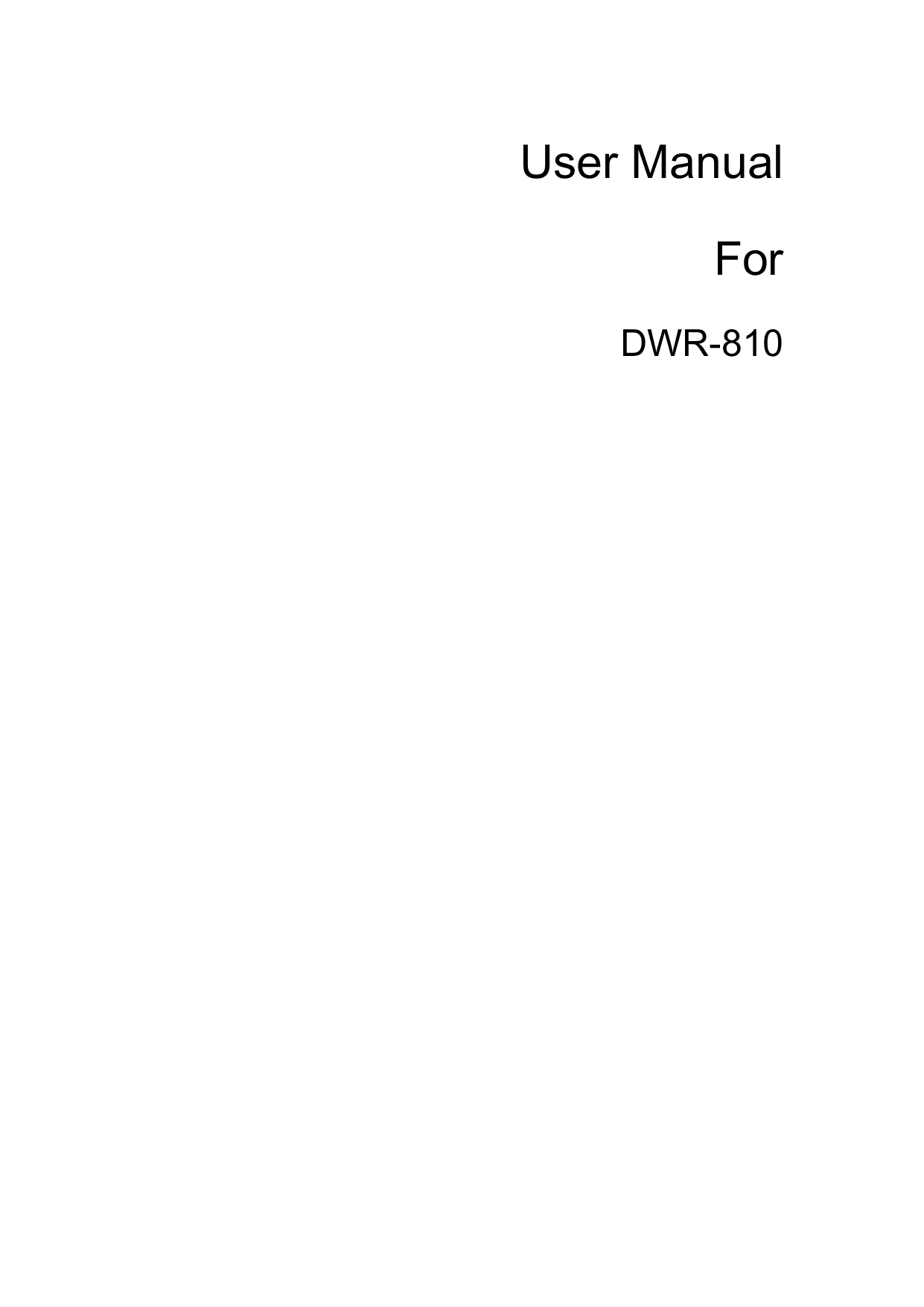 User Manual For DWR-810   