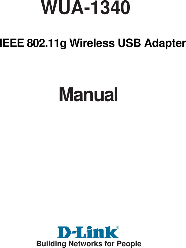 ManualBuilding Networks for PeopleIEEE 802.11g Wireless USB AdapterWUA-1340
