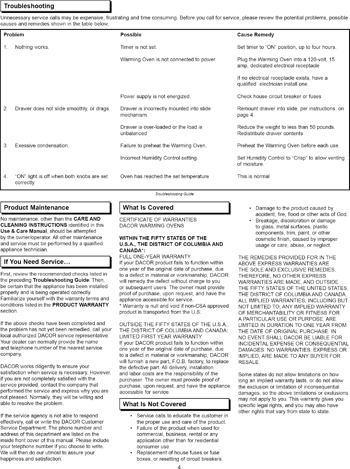 Page 6 of 8 - DACOR  Warming Drawers Manual L0520325