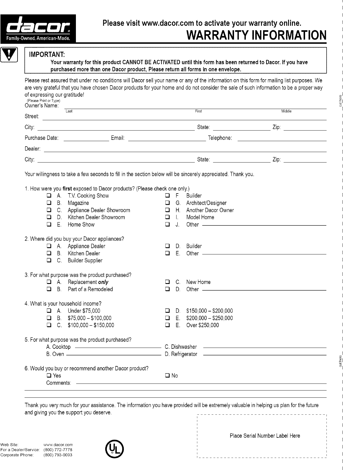 Page 8 of 8 - DACOR  Warming Drawers Manual L0520325