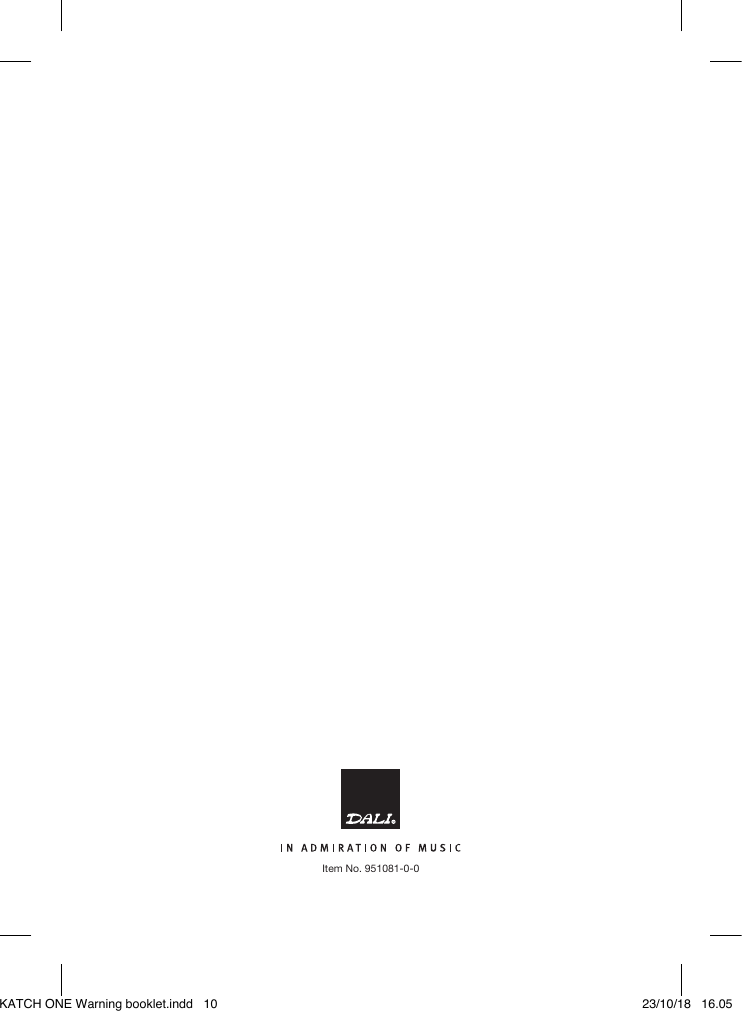 Item No. 951081-0-0KATCH ONE Warning booklet.indd   10 23/10/18   16.05