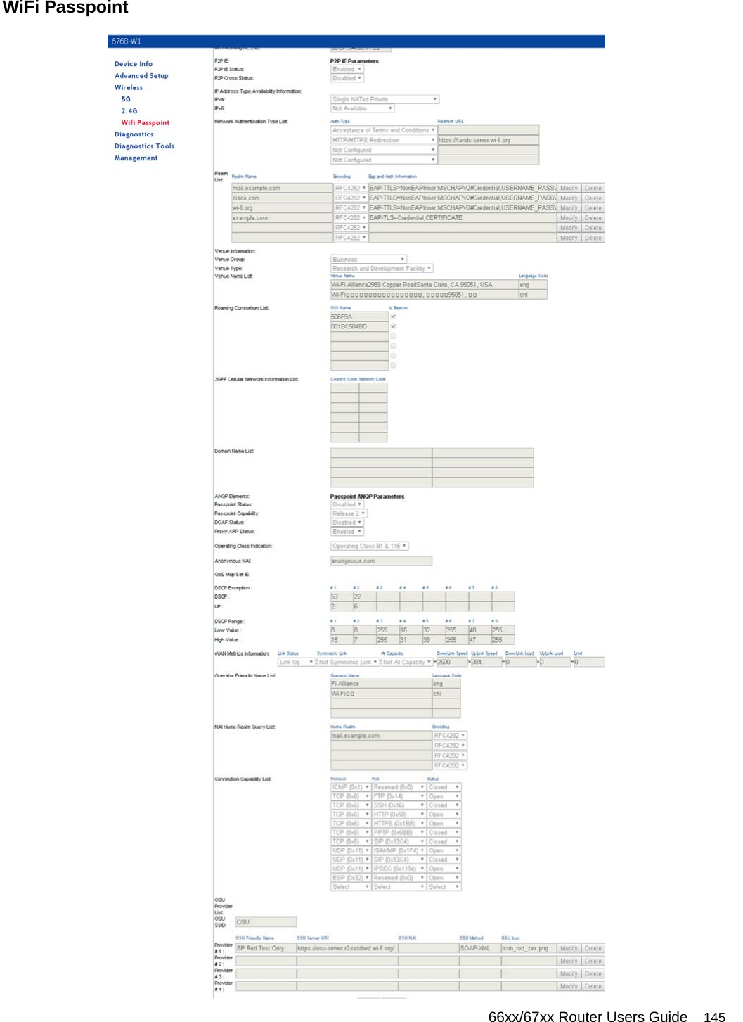   66xx/67xx Router Users Guide 145 WiFi Passpoint  