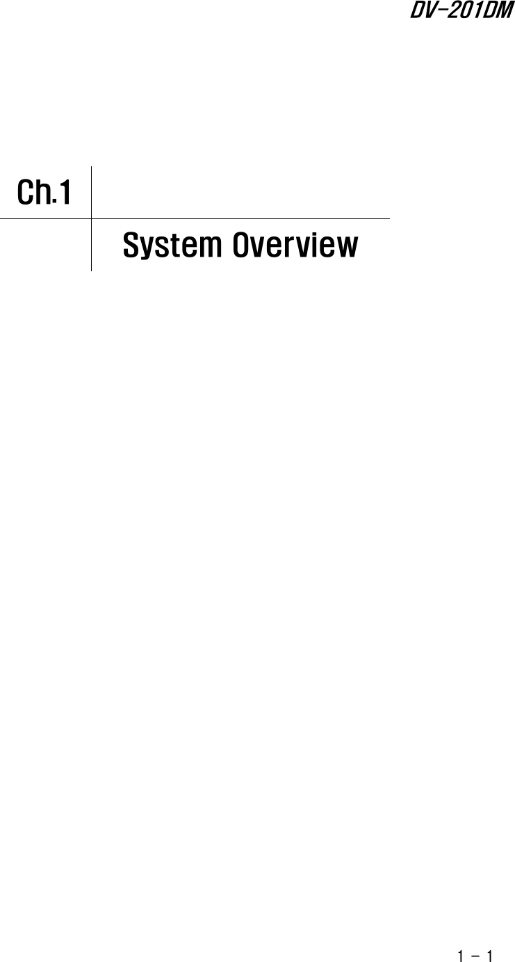       DV-201DM      Ch.1   System Overview  1 - 1 