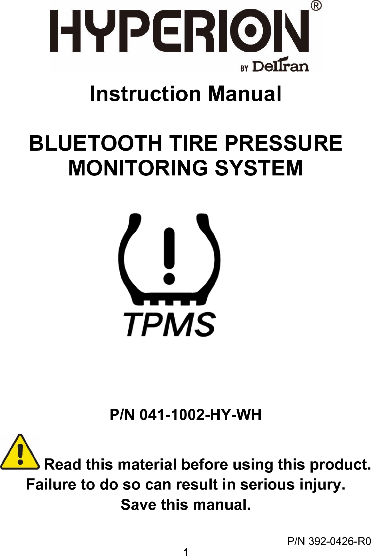 DBT Auto Electrical 041002 TPMS Sensor User Manual