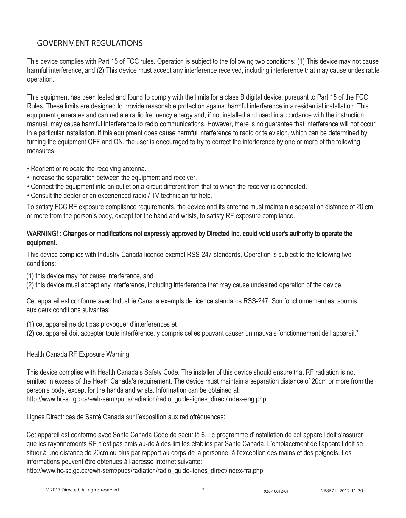 Page 2 of DEI Headquarters DEI6867T Vehicle Transceiver Unit User Manual 6867T installation guide 20170710