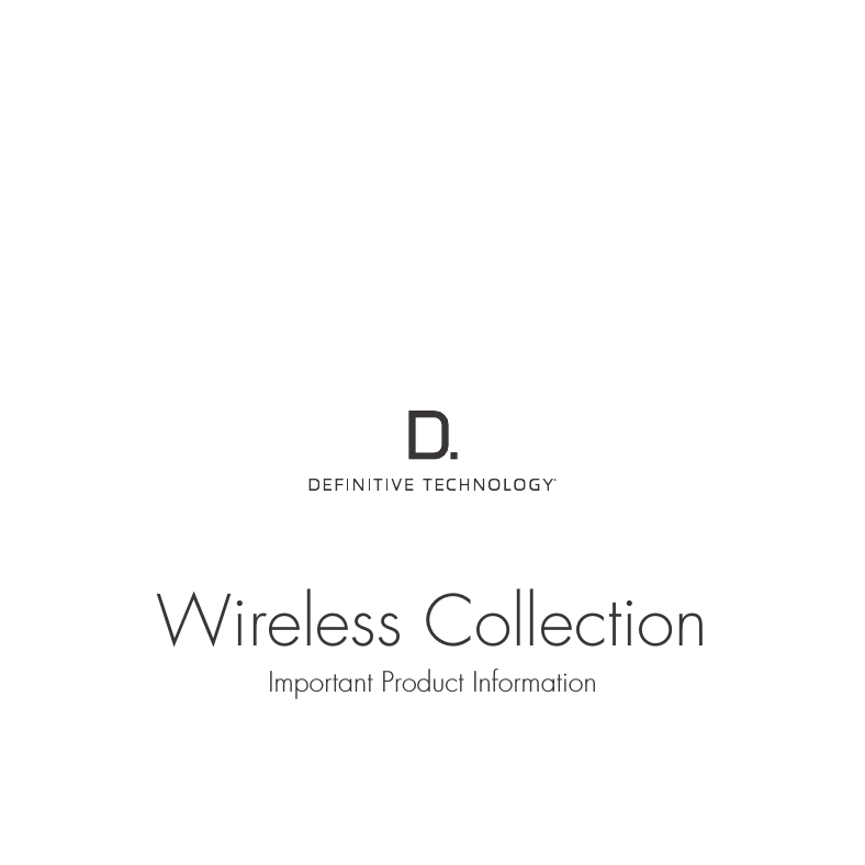 Wireless CollectionImportant Product Information