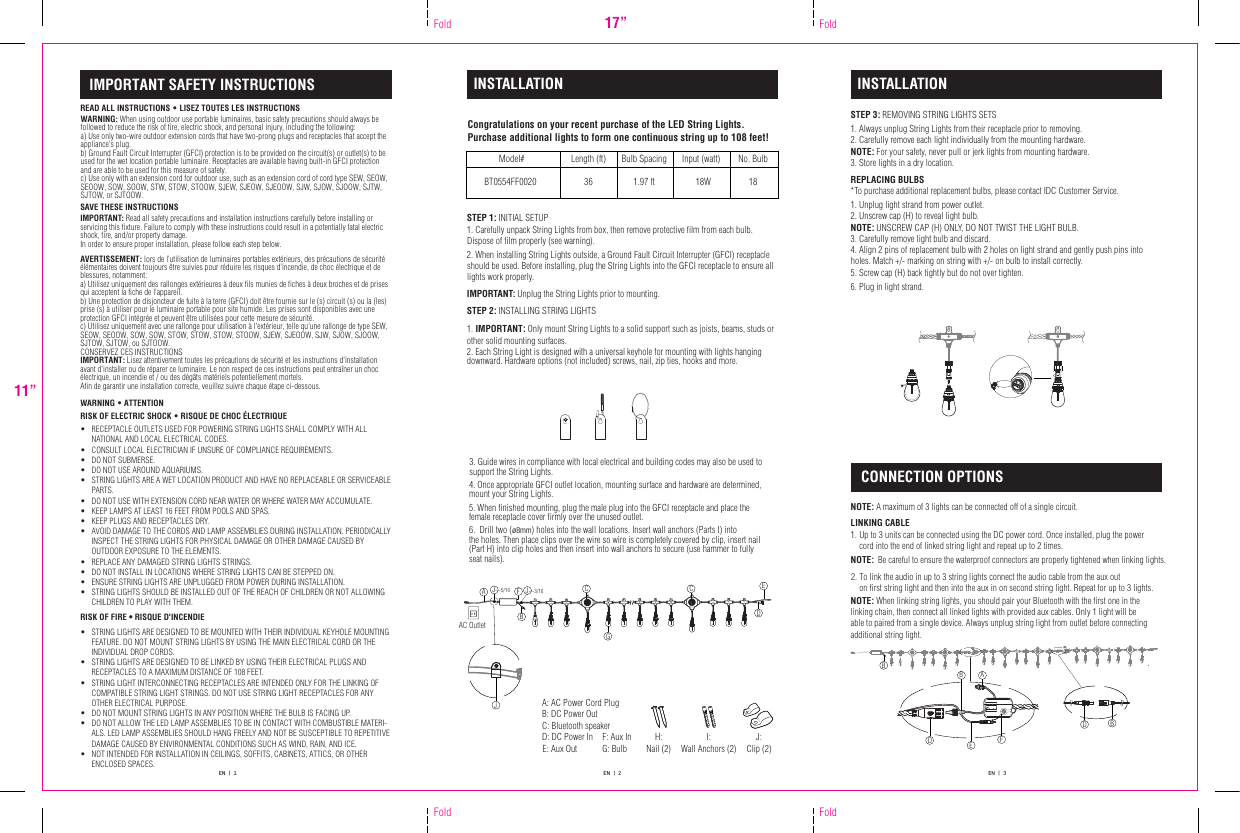 Page 2 of DEVELOPMENT BT0554FF LED String Light User Manual BT0554FF0020 IM  E  Posting2018 12 17