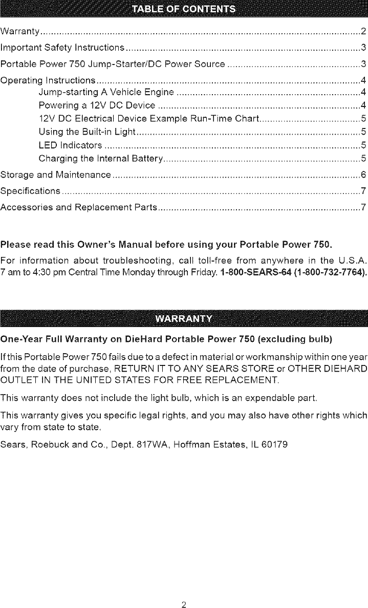 Page 2 of 8 - DIEHARD  Battery Charger Manual L0803629