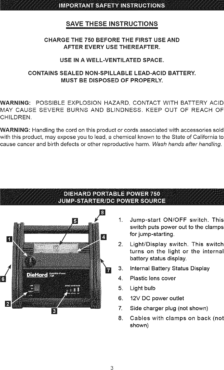 Page 3 of 8 - DIEHARD  Battery Charger Manual L0803629