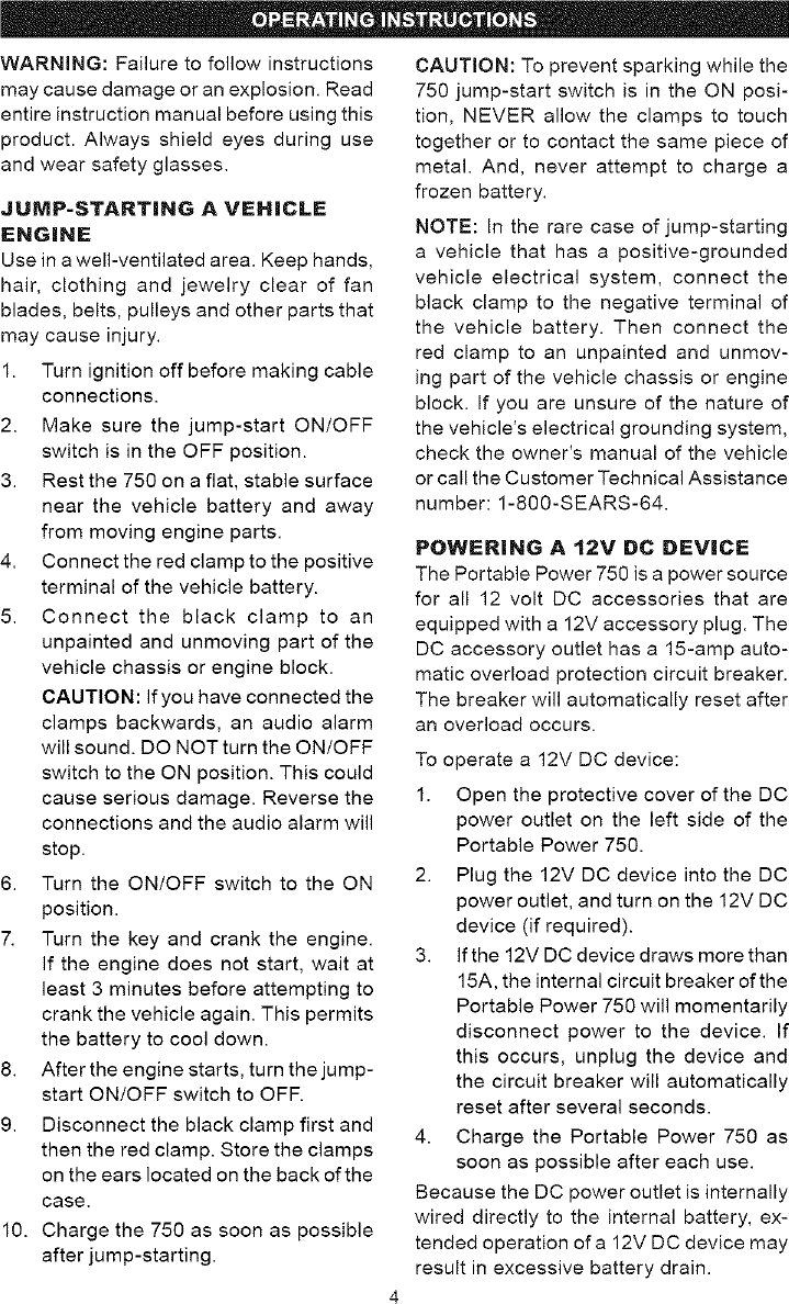 Page 4 of 8 - DIEHARD  Battery Charger Manual L0803629