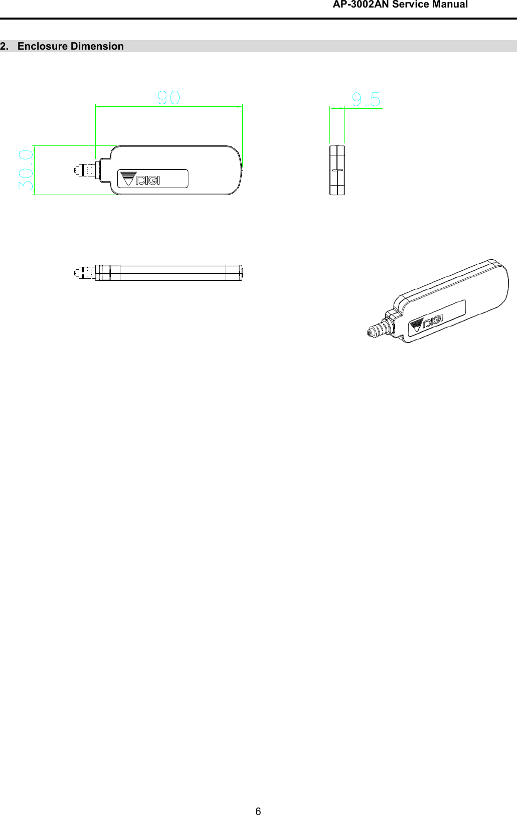 AP-3002AN Service Manual  6    2.   Enclosure Dimension      