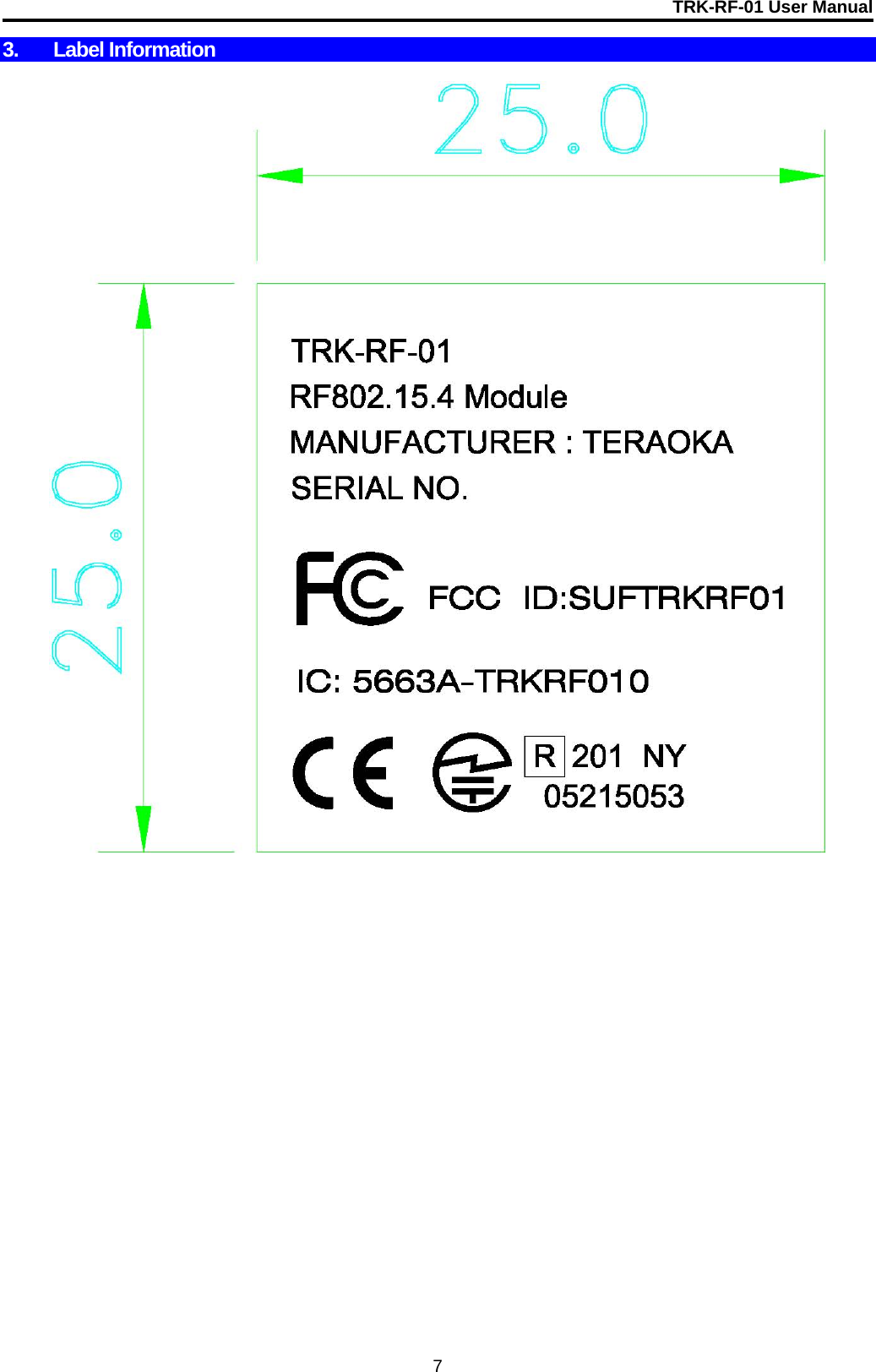 TRK-RF-01 User Manual  7 3. Label Information       