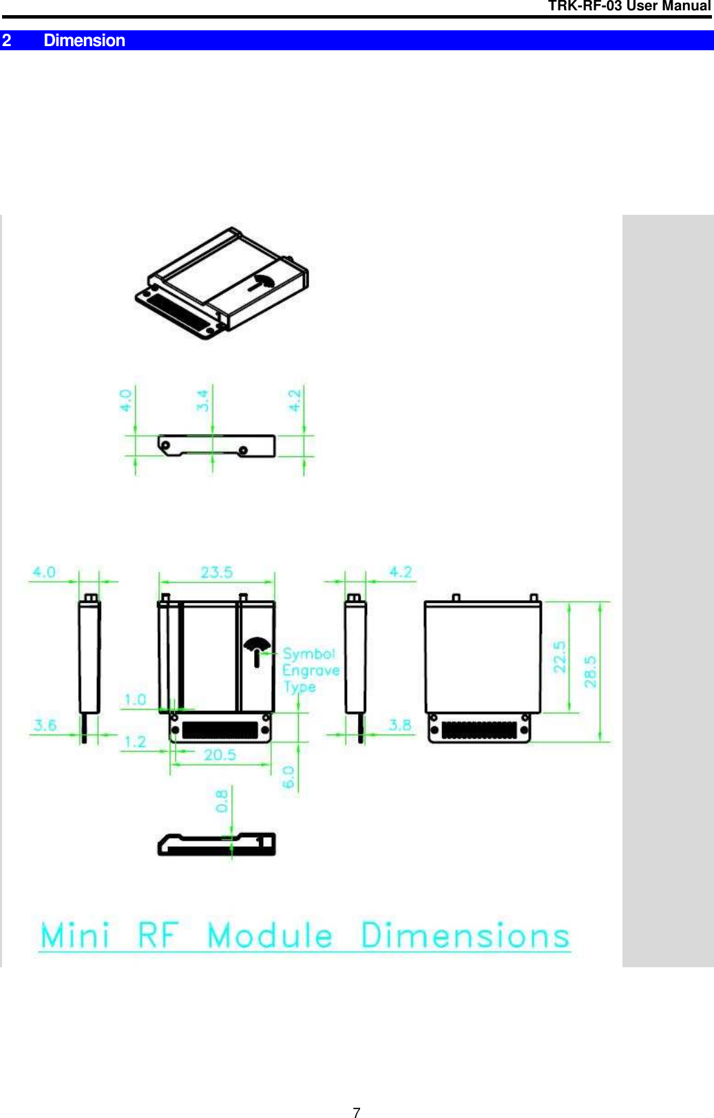 TRK-RF-03 User Manual  7 2  Dimension           