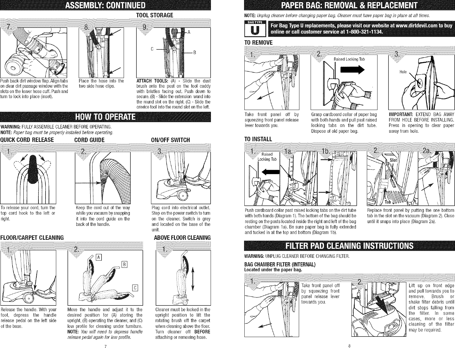 Page 4 of 5 - DIRT  DEVIL Vacuum, Upright Manual L0606617