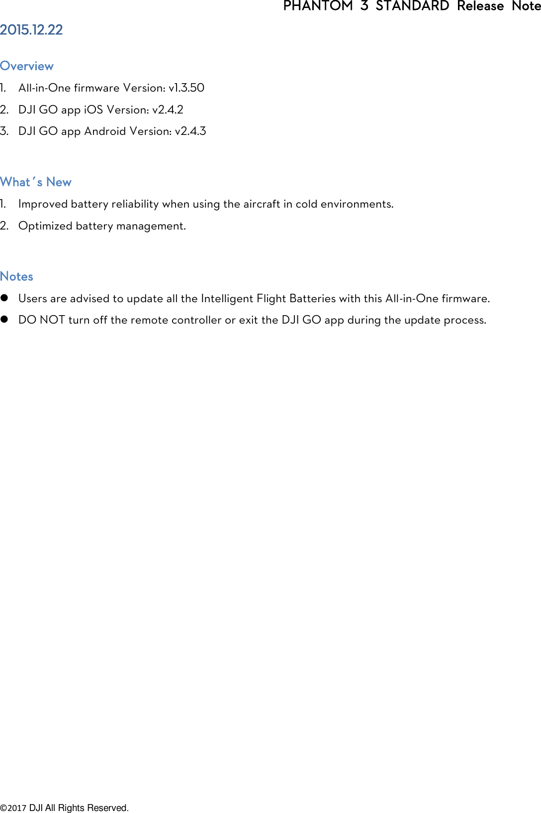 Page 7 of 8 - DJI Phantom 3 Standard - Specs, FAQ, Manual, Video Tutorials And GO User Manual Release Notes EN