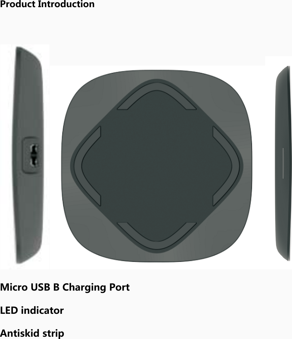    Product Introduction   Micro USB B Charging Port LED indicator Antiskid strip   