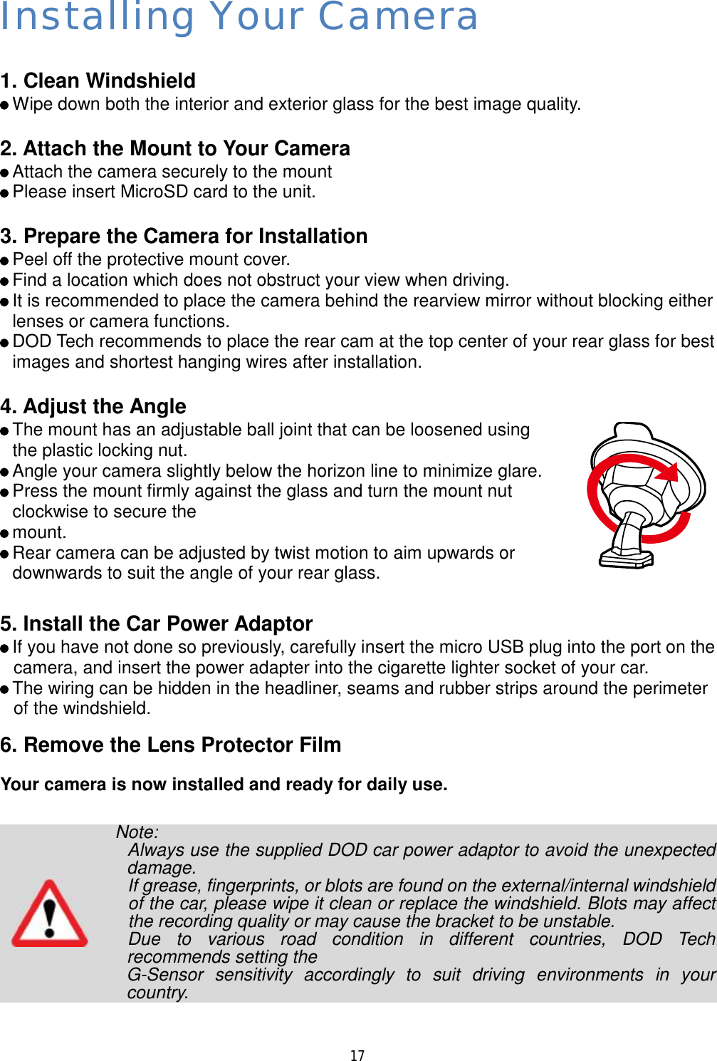 Page 19 of DOD Technology CS9DUAL Dash cam User Manual CS9 x