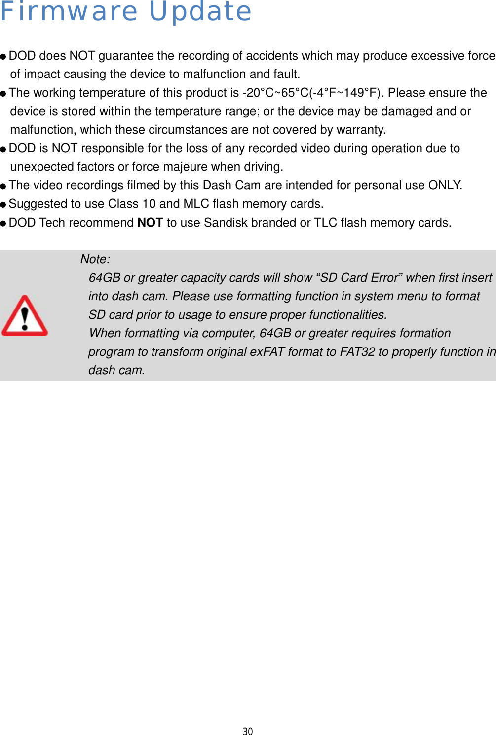 Page 32 of DOD Technology CS9DUAL Dash cam User Manual CS9 x