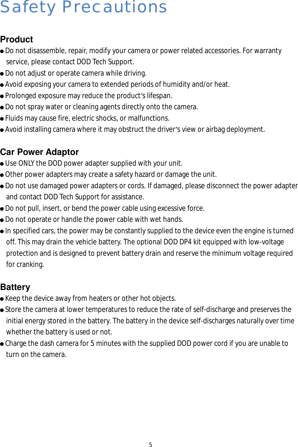 Page 7 of DOD Technology CS9DUAL Dash cam User Manual CS9 x