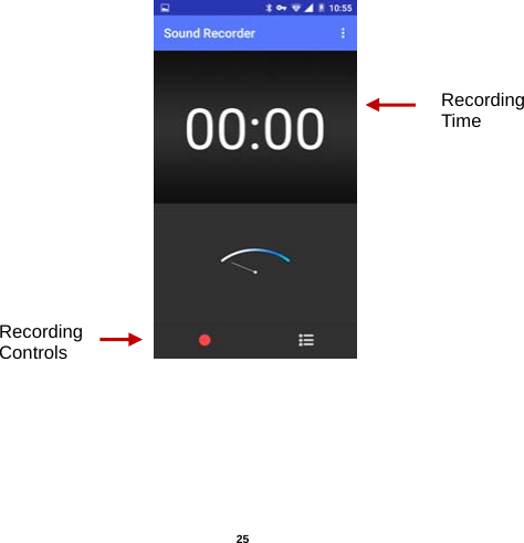   25                                                                                              Recording Controls Recording Time 