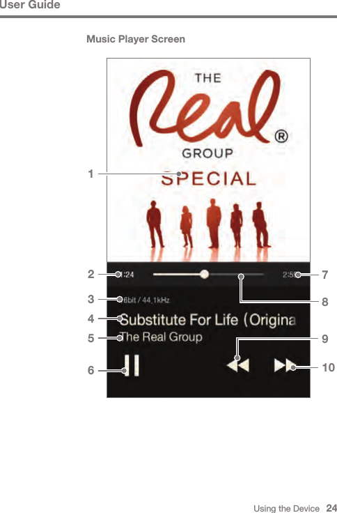 Using the Device   2417432568910User GuideMusic Player Screen