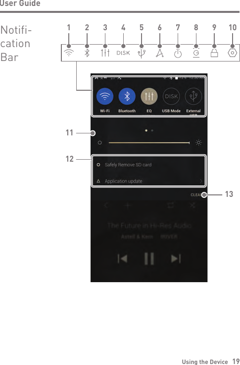 Using the Device   19User GuideNotifi-cation Bar11121 2 3 4 5 6 7 8 9 1013