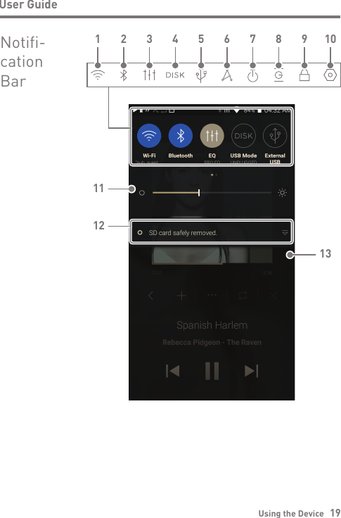Using the Device   19User GuideNotifi-cation Bar11121 2 3 4 5 6 7 8 9 1013