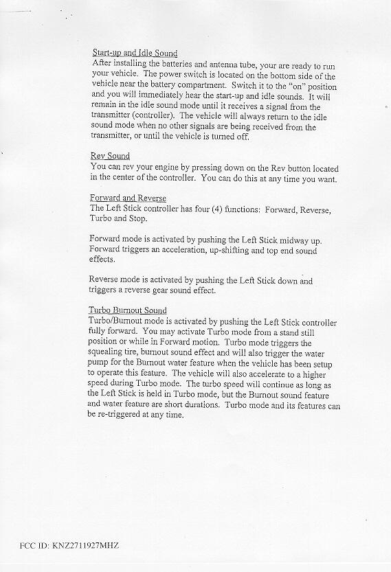 REMOTE CONTROL BURNIN' THUNDER 27119 User Manual